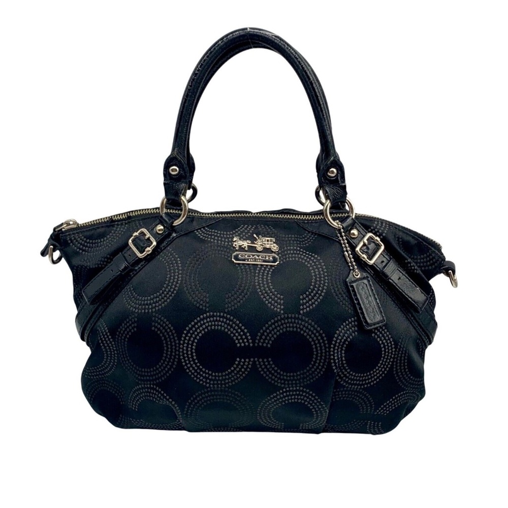 Coach Black Madison Sophia Dotted Op Art Satchel & Shoulder Bag